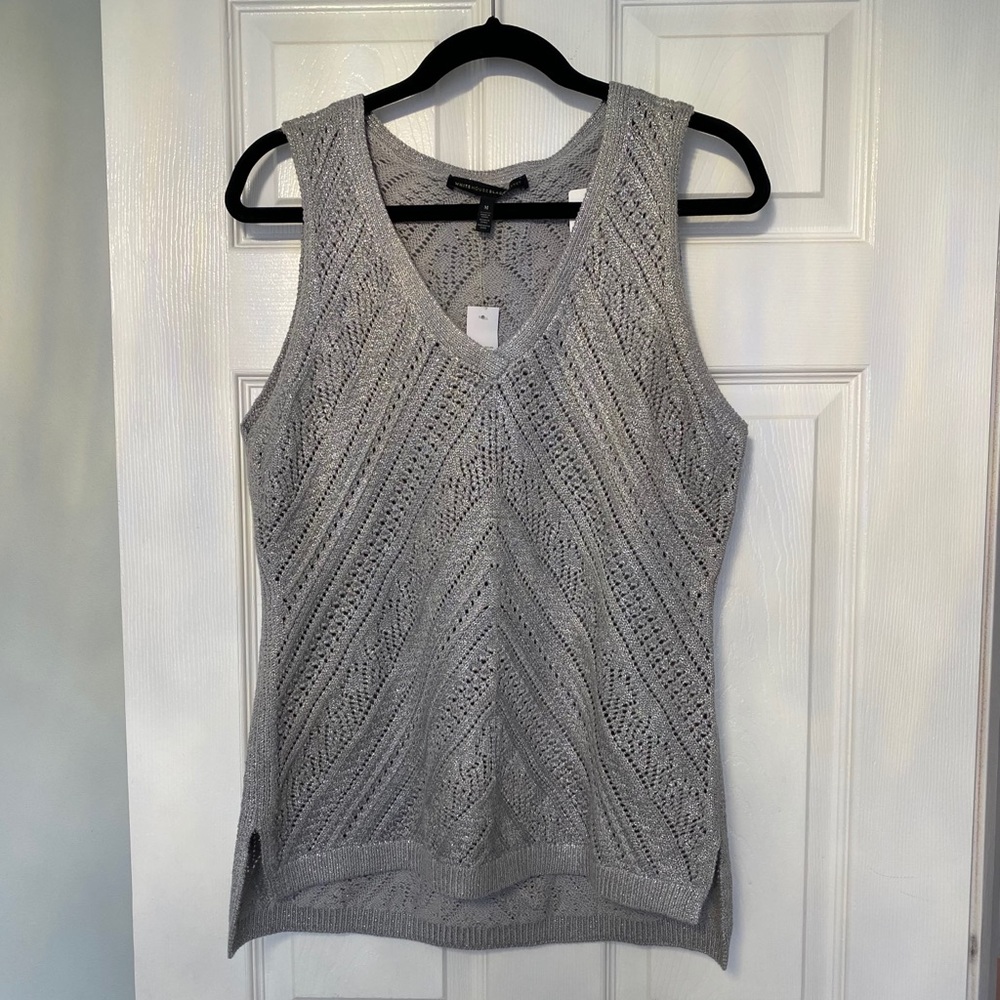 White House Black Market Sweater Vest Gray Silver